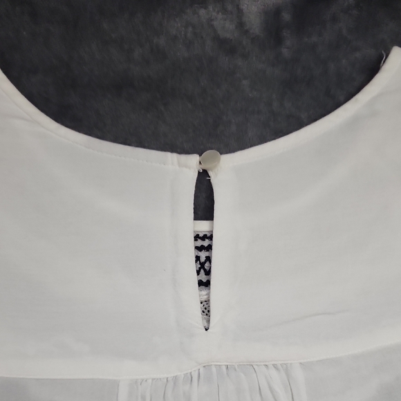 a.n.a White Blouse with Black And White Embroidered Yoke Detail - Picture 9 of 10